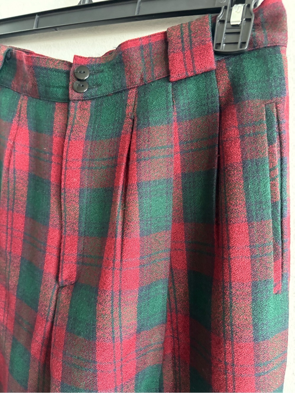 VTG Giorgio Sant Angelo 100% Wool Plaid Trousers Pants High Waisted 27" Waist S - Picture 2 of 10